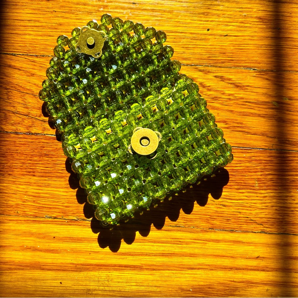❌SOLD❌Olive and Cream Beaded Card Case